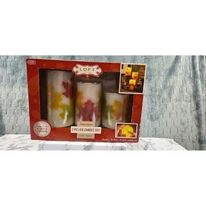 LoftLiving Three Piece LED Candle Set with Timer and Box Fall Decor‎